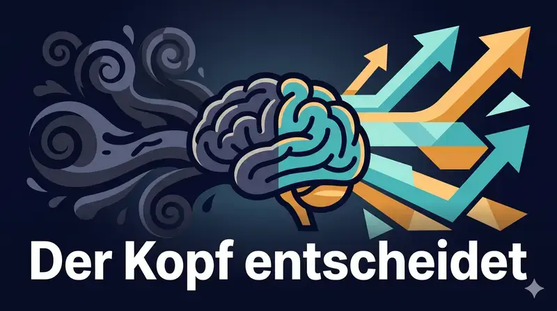 Illustration eines Gehirns mit Kraftsymbolen, das mentale Stärke beim Abnehmen symbolisiert