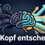 Illustration eines Gehirns mit Kraftsymbolen, das mentale Stärke beim Abnehmen symbolisiert