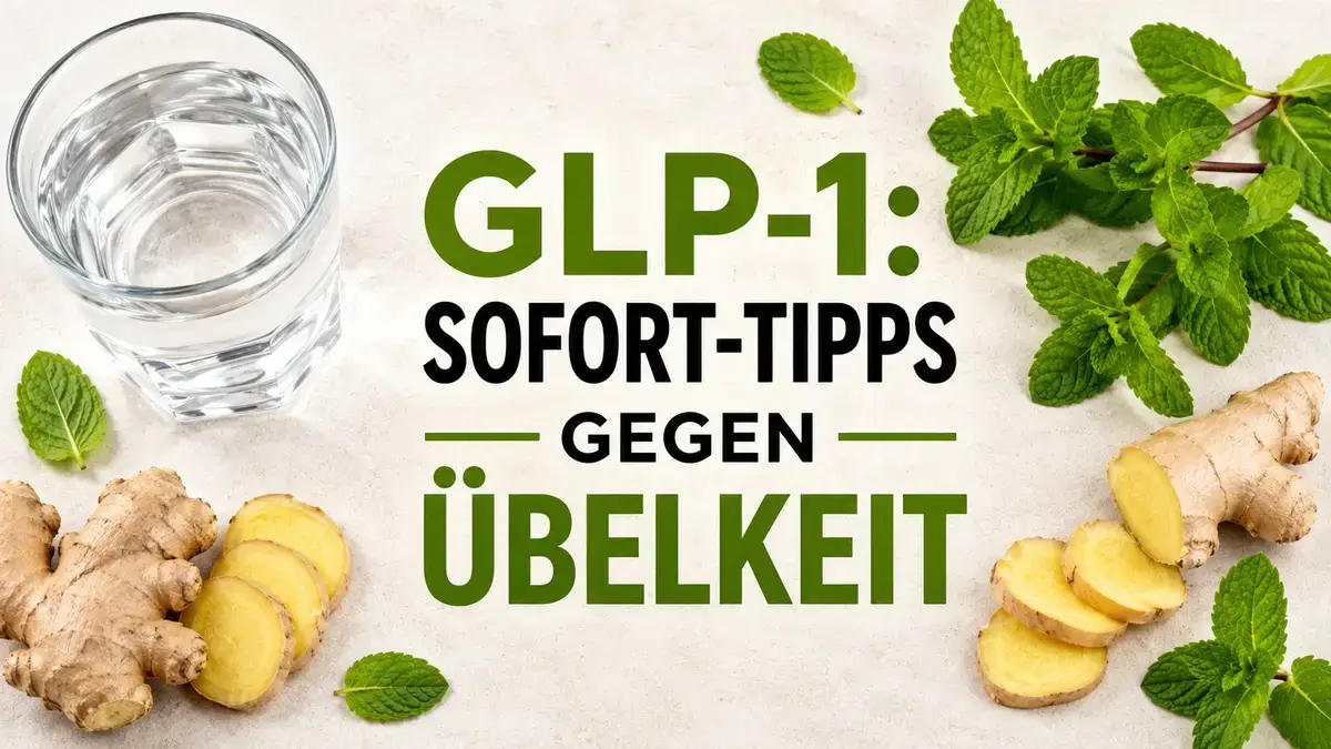 Natürliche Hilfsmittel wie Ingwer und Wasser zur Symptom-Linderung bei GLP-1-Nebenwirkungen.