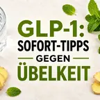 Natürliche Hilfsmittel wie Ingwer und Wasser zur Symptom-Linderung bei GLP-1-Nebenwirkungen.
