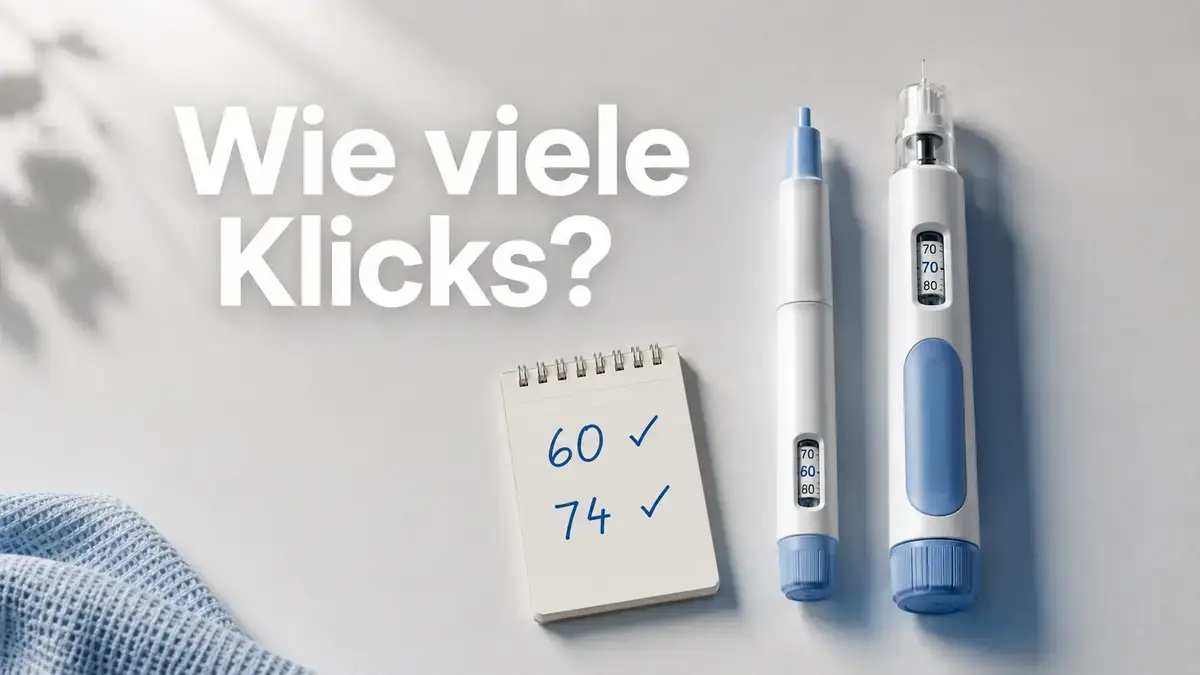 Klicktechnik bei Mounjaro und Wegovy: Pen mit Klickzähler und Dosisangaben