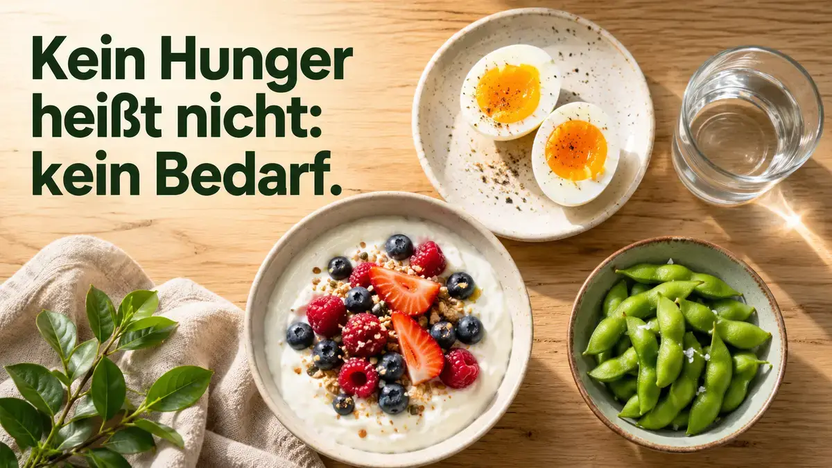 Kleine nährstoffreiche Mahlzeit auf Tisch, GLP-1 Appetit und Ernährung im Alltag