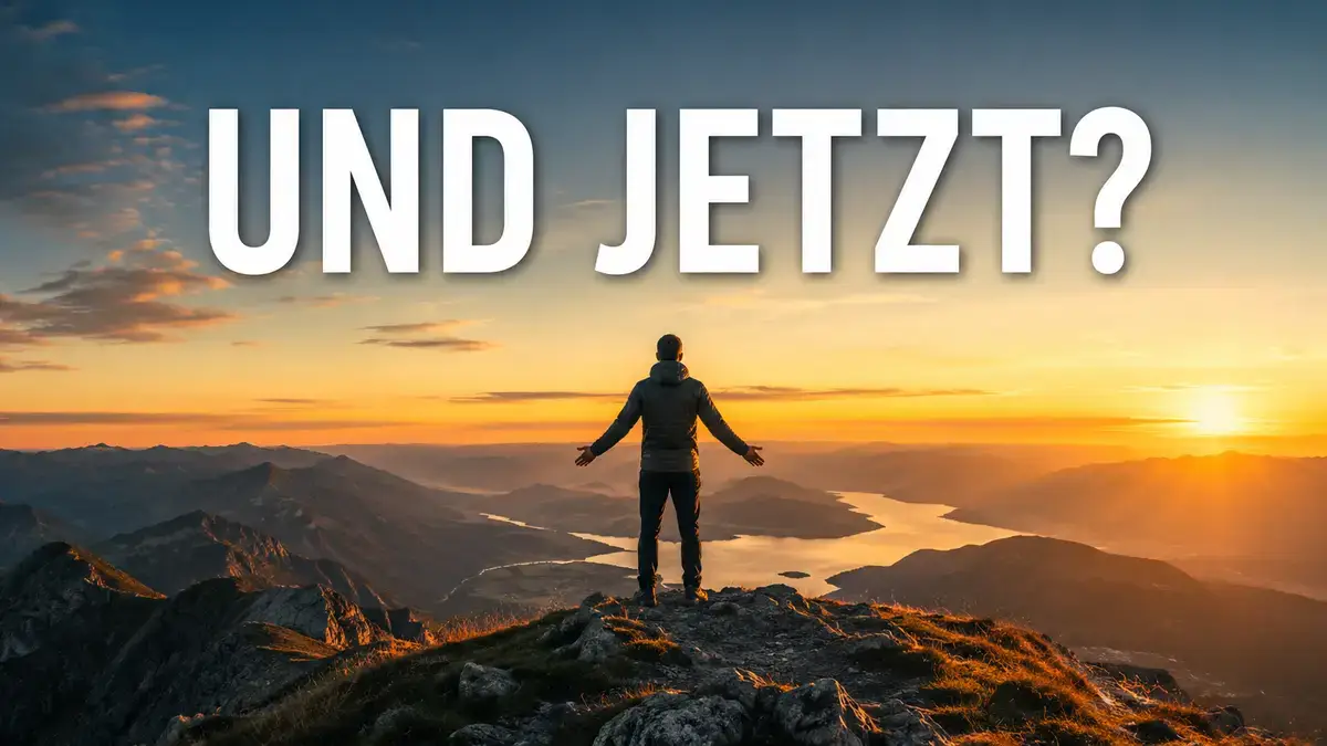 Person blickt entspannt auf Bergipfel nach erfolgreich erreichtem Zielgewicht