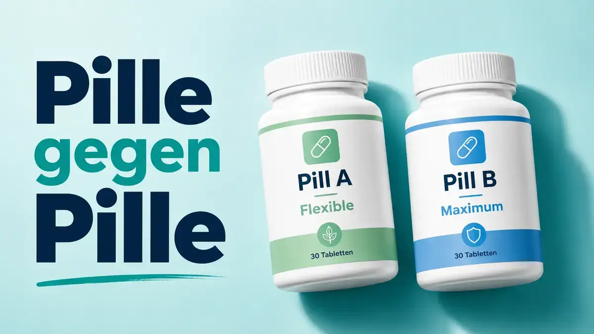Foundayo und Wegovy-Pille Vergleich: zwei Tablettendosen auf neutralem Hintergrund