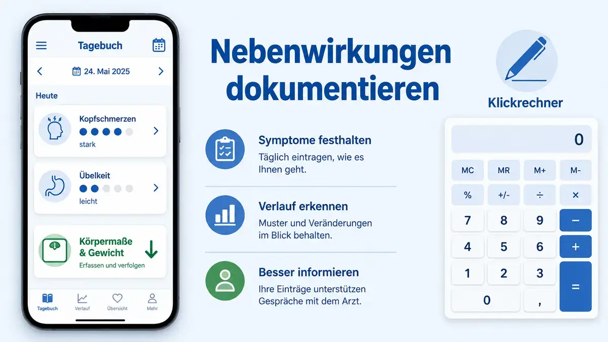 GLP-1-Nebenwirkungen dokumentieren mit digitalem Tagebuch und Klickrechner im Forum