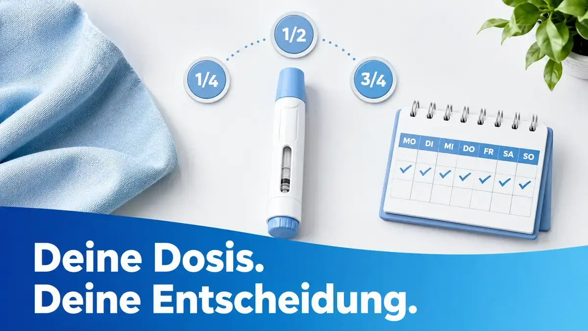 Mounjaro KwikPen mit angedeuteten Dosisteilungen für reduzierten Therapiestart