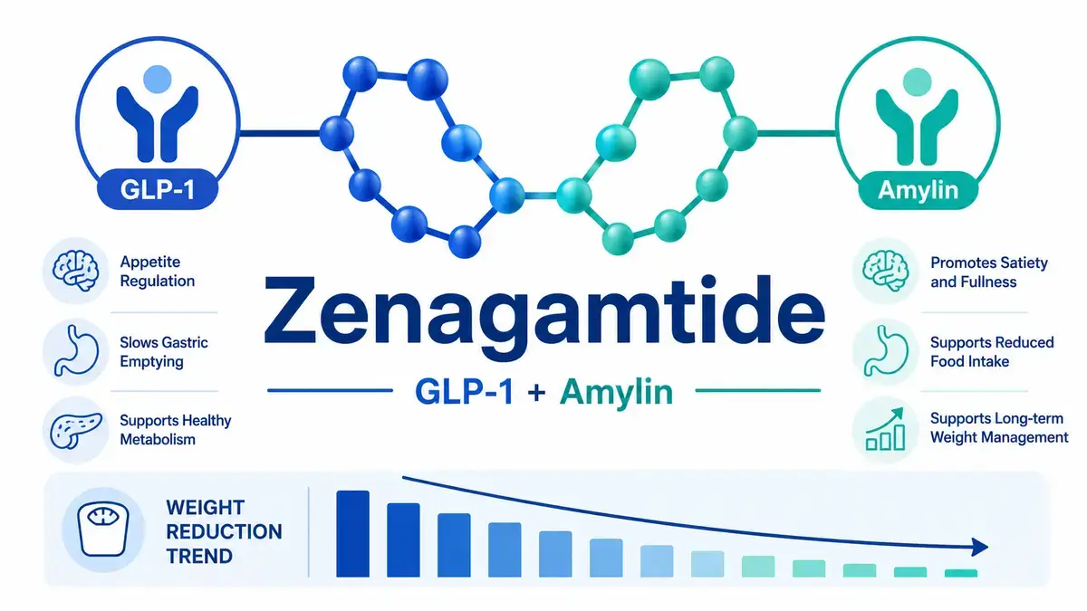 Zenagamtide Amycretin GLP-1 Amylin Wirkstoff Pipeline Infografik ADA 2026