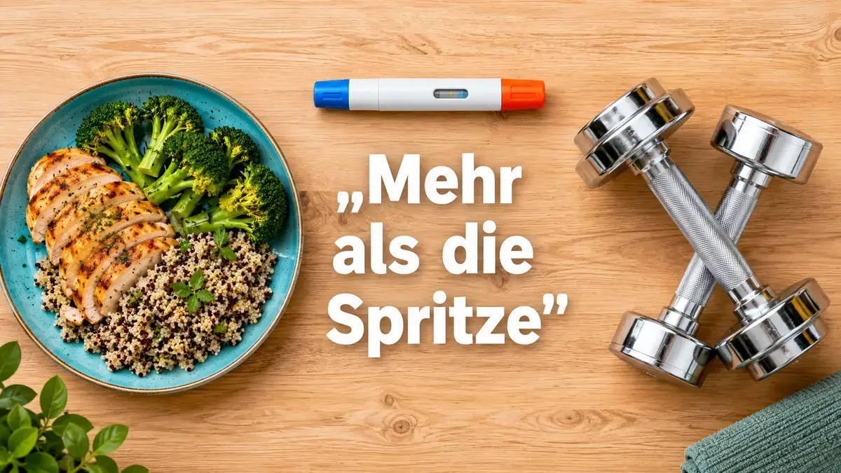 Gesunde Mahlzeit, Hanteln und GLP-1-Pen als Schlüsselfaktoren für nachhaltigen Gewichtsverlust