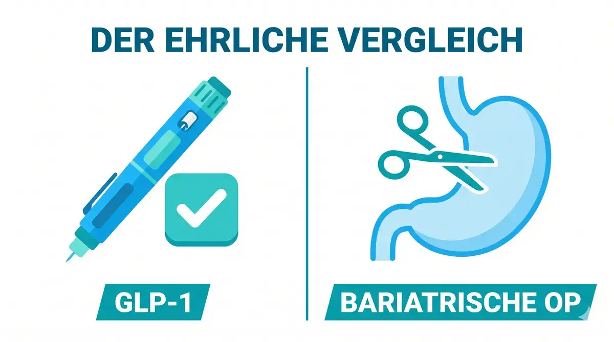 GLP-1 Abnehmspritze und Magenbypass im direkten Vergleich, Vor- und Nachteile