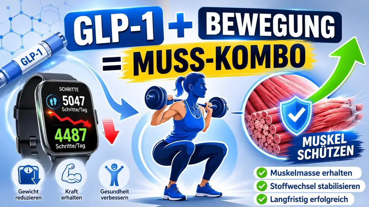 GLP-1 Bewegung und Muskelmasse: Frau beim Krafttraining mit Hanteln