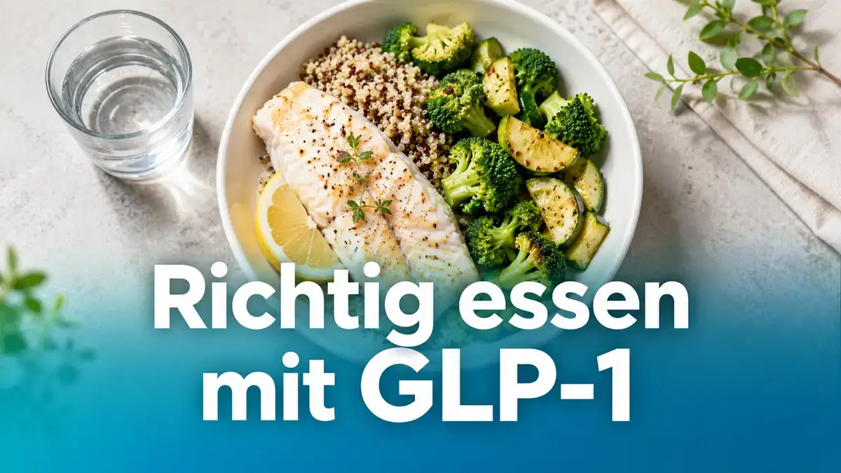 Proteinreiche Mahlzeit mit Fisch, Quinoa und Gemüse für GLP-1-Therapie