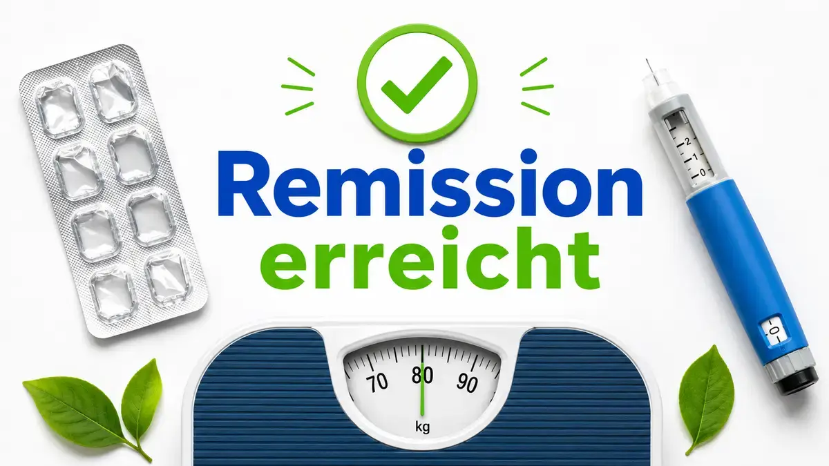 Person hält leere Pillendose nach Typ-2-Diabetes Remission durch Gewichtsverlust