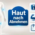  Infografik zu Hautüberschuss nach Gewichtsverlust mit GLP-1 Abnehmspritze
