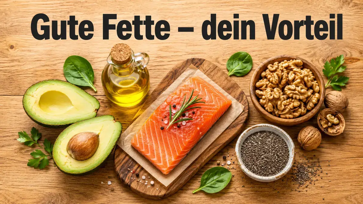 Gesunde Fette beim Abnehmen mit GLP-1 – Avocado, Lachs und Olivenöl auf hellem Hintergrund