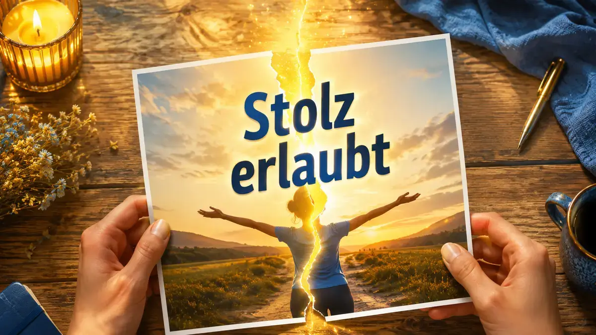 Zerrissenes Vorher-Nachher-Foto symbolisiert Stolz nach dem Abnehmen