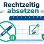 Kalender mit Spritzen-Symbol zeigt GLP-1-Agonisten vor OP absetzen als Countdown