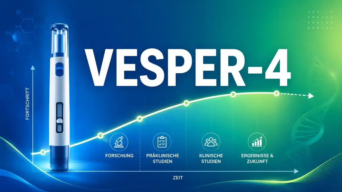 Berobenatide VESPER-4 Studie zeigt Spritze und Verlaufskurve für Gewichtsverlust