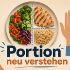 Kleiner Teller mit ausgewogener Portion unter GLP-1-Therapie, Sättigung