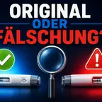 Gefälschte Abnehmspritzen erkennen: Original-Pen neben verdächtiger Fälschung im Vergleich