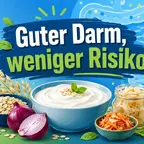 Naturjoghurt und fermentierte Lebensmittel als Symbol für Probiotika und Darmkrebsrisiko
