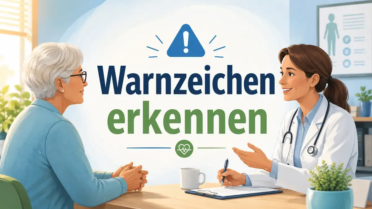 Ältere Person und Angehörige besprechen Warnzeichen für Gebrechlichkeit unter Mounjaro