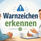 Ältere Person und Angehörige besprechen Warnzeichen für Gebrechlichkeit unter Mounjaro