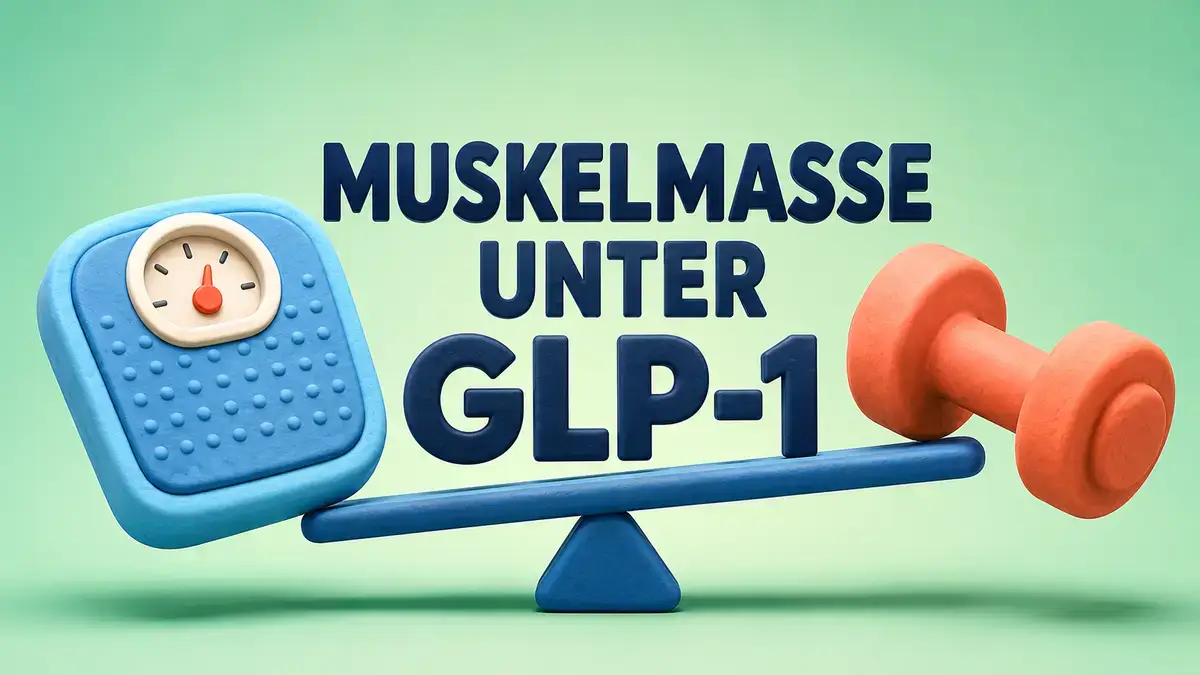 Waage und Hantel als Symbol für Muskelmasse und Fettverlust unter GLP-1-Therapie