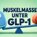 Waage und Hantel als Symbol für Muskelmasse und Fettverlust unter GLP-1-Therapie