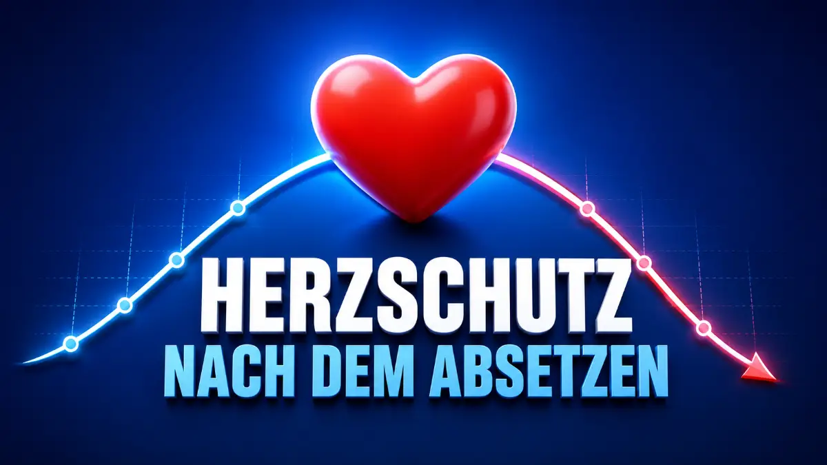 Herzsymbol mit sinkender Schutzkurve zum Thema GLP-1 absetzen Herzschutz