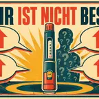 Dosis selbst erhöhen bei GLP-1 mit Warnsymbol, Pen und Sprechblasen aus der Community