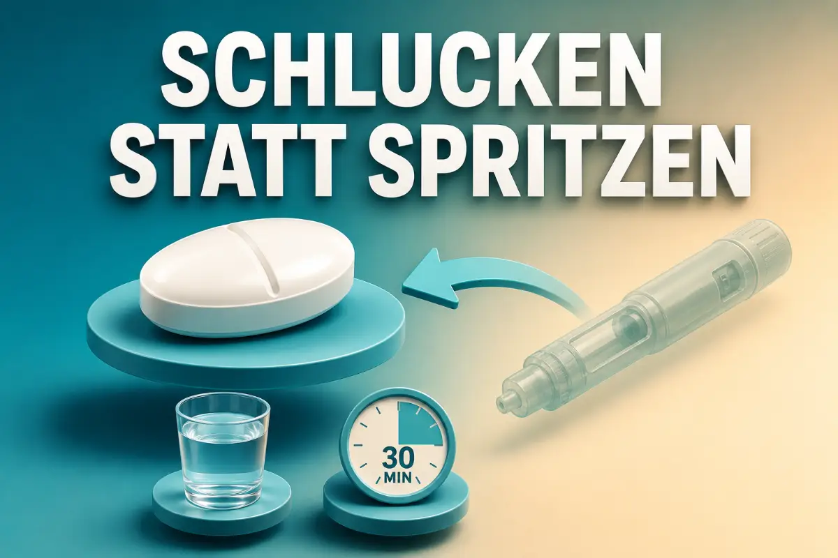 Wegovy Tablette Deutschland: orales Semaglutid als tägliche Abnehmtablette neben Wochenkalender