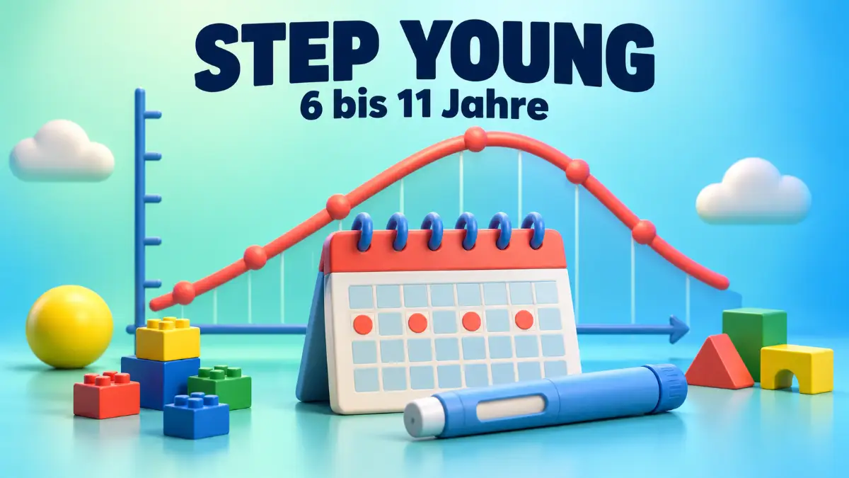 Semaglutid für Kinder: Wachstumskurve mit Perzentilen und Wochendosis-Kalender als Symbolbild der STEP-Young-Studie