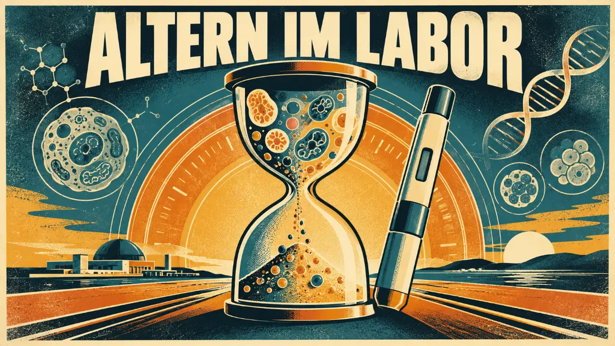 GLP-1 und Altern, Sanduhr mit Injektionspen als Symbol für Semaglutid und Lebensspanne