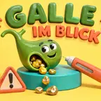 Gallensteine durch die Abnehmspritze als 3D-Illustration einer stilisierten Gallenblase mit kleinen Steinen
