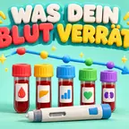 Blutwerte unter Mounjaro und Wegovy mit Laborröhrchen und sinkenden Kurven beim Abnehmen